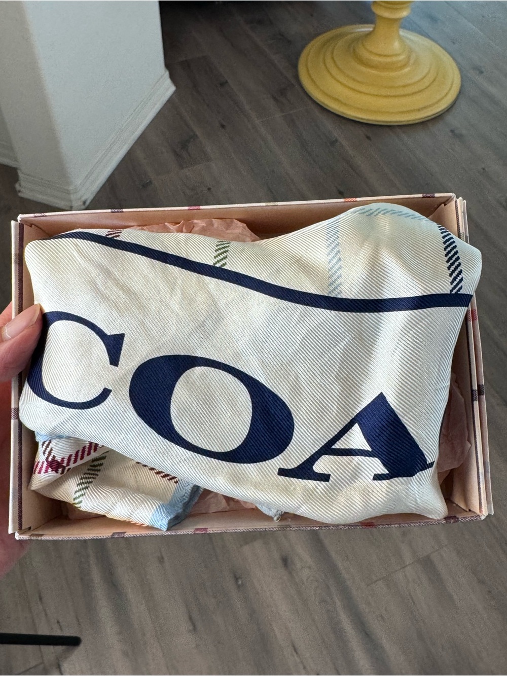 Coach Tattersall Silk scarf square 20” with box - Picture 4 of 8